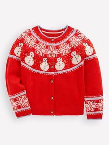 Детский кардиган Edie из шерстяной смеси в стиле фэр-айл Mini Boden, Poppy Red Snowman