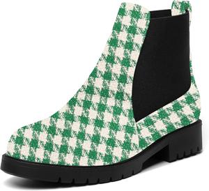 Женские модные повседневные ботинки ROSERWISH с круглыми носками, эластичные, из лакированной кожи, на низком массивном каблуке, высотой до щиколотки, 1 дюйм