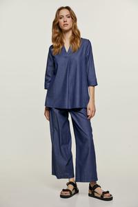 Топ с v-образным вырезом в джинсовом стиле Conquista, синий