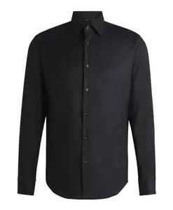 Рубашка из саржи стандартного кроя с эластичными вставками Hugo, черный