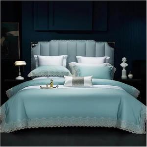 YUSIWOAL Комплект постельного белья из египетского хлопка 1000TC с французским романтическим дизайном и кружевными элементами Green