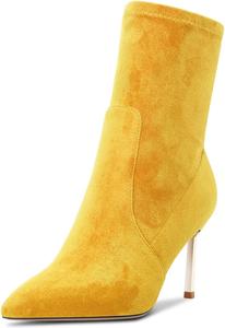 Женские ботильоны Castamere с заостренным носком на высокой шпильке, короткие ботинки на каблуке 3,3 дюйма, на молнии, классические для свадьбы, Yellow