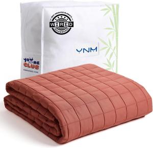 Утяжеленное одеяло с охлаждающим эффектом YnM, 20 фунтов (9 кг), 152х203 см, для одного человека до 190 фунтов, идеально для жаркого сна или теплого климата, из вискозы со стеклянными гранулами, Carribean Sunset