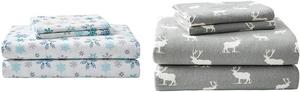Комплект постельного белья Eddie Bauer - Простыни размера King, из хлопковой фланели, с начесом для дополнительной мягкости, Cozy Home Decor (с рисунком «снежинки», размер King) и - коллекция Flannel, Blue, White; Grey, White