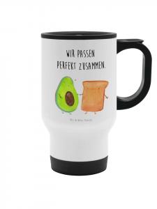 Mr. & Mrs. Panda Белая термокружка для тостов с авокадо и надписью