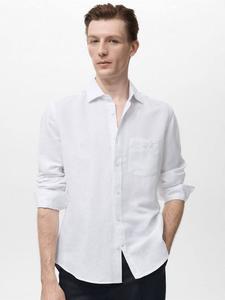 Рубашка Avispa из смеси льна и хлопка Mango, White