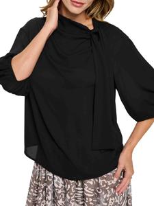 Прозрачная блузка с шарфом на шее Renee C., черный