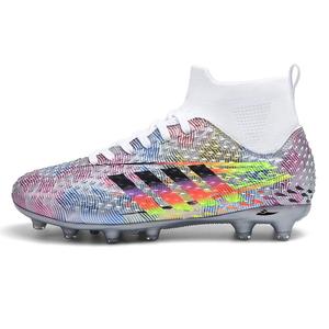 Kuding Футбольные бутсы FG с длинными шипами, поддерживающие, ударопрочные, унисекс, серебристые, цвет Silver[Long Stud]