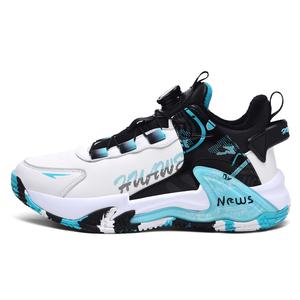 Black-tailed deer Термоутепленные устойчивые к истиранию и скольжению баскетбольные кроссовки Black Tail Deer Mid Top унисекс бело-голубые с флисовой подкладкой