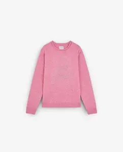Детский джемпер с логотипом из страз Scalpers, розовый