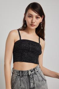 Вязаный топ без бретелей, напоминающий бюстье Rienda, цвет Black