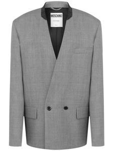 Moschino двубортный пиджак без воротника, серый