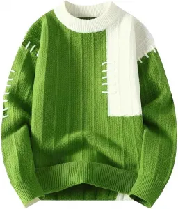 Мужской свитер с цветными блоками свободного кроя для повседневной носки