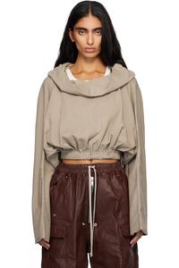 Rick Owens Drkshdw Укороченная туника-худи цвета конкордианс бежевого оттенка