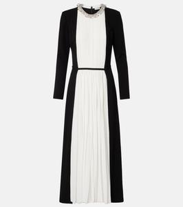 Платье миди из крепа и плиссе Esther с декоративными элементами Simkhai, Ivory Multi