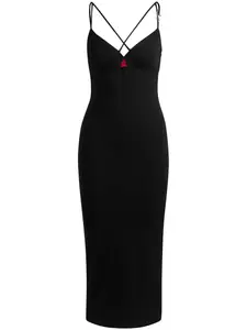 Платье миди из джерси с логотипом HUGO, черный