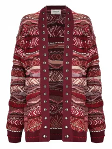 Кардиган с узором и заклепками Laneus, красный