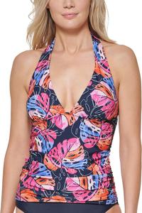 Топ танкини с принтом и бретелькой через шею Tommy Hilfiger, Monstera Leaf/Sky Captain Mult