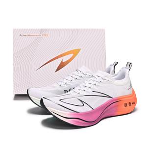 DEERWAY Кроссовки для бега с низким верхом и амортизацией, противоскользящие, с технологией Rebound, с углеродной пластиной, унисекс, цвет белый, радуга