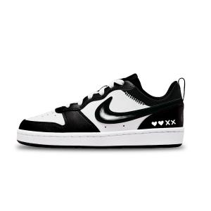 Court Borough устойчивые к истиранию лоу-топ детские скейтбординг кроссовки unisex Nike, черный/белый