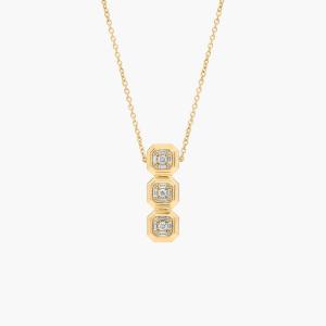 Ожерелье из трех вертикальных восьмиугольных бриллиантов из желтого золота 14 карат (1/3 карата). Blue Nile