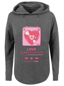Толстовка большого размера с капюшоном Love Oldies Playlist ко Дню святого Валентина в угольно-сером цвете F4NT4STIC
