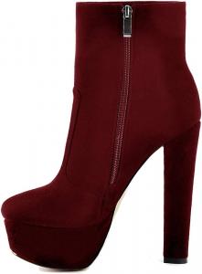 Женские ботильоны на платформе Gogo с высокой толстой подошвой, боковой молнией, круглым носком, удобные, для вечеринок, повседневные ботинки Onlymakerheels, Burgundy