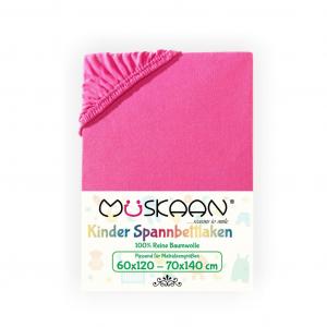 Детская простыня Müskaan Jersey 60x120 - 70x140 см, розовая, высота матраса до 12 см, эластичная простыня, 100% хлопок, розовый