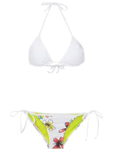 Треугольное бикини с цветочным принтом Amir Slama, белый
