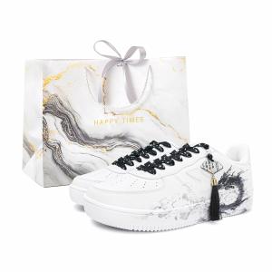 XTEP Кроссовки Air Force One Slip с низким верхом, устойчивые к истиранию, для скейтбординга, мужские, черно-белые