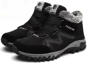 Женские зимние снежные ботинки водонепроницаемые с теплой подкладкой из меха против скольжения рабочие ботинки на щиколотку повседневные легкие ботинки для походов и активного отдыха Qacksv, Black