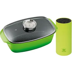 Жаровня King с подставкой для ножей, зеленый