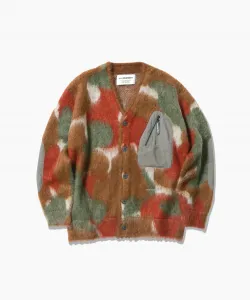 кардиган смешанного цвета с пушистым узором