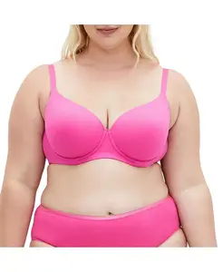 Женский гладкий и шикарный хлопковый бюстгальтер-футболка CITY CHIC, розовый