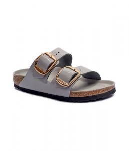 Сандалии женские Birkenstock Аризона с золотыми пряжками, серый