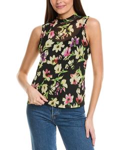 Винс Камуто Майка с высоким воротником из сетки Vince Camuto, черный