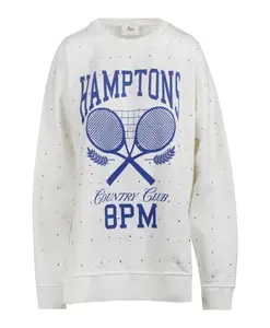 Свитшот со стразами и приспущенными плечами 8Pm, белый