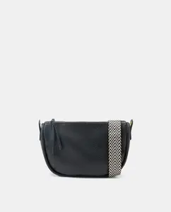 Сумка луна с разноцветной лентой Easy Wear, черный