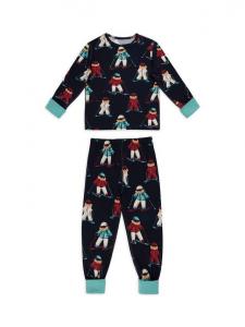 Детский пижамный комплект с новогодним принтом лыжного медвежонка Chelsea Peers, Navy