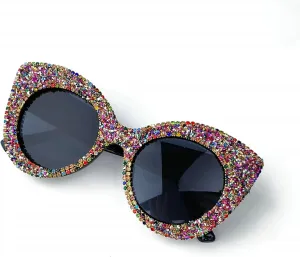 Женские солнцезащитные очки Melrose Oversized Punk, роскошные очки с блестками, женские солнцезащитные очки конфетных цветов со стразами, Black