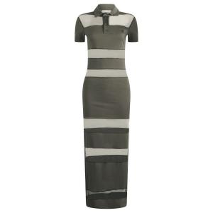 Полосатое прозрачное платье-поло Coperni, зеленый