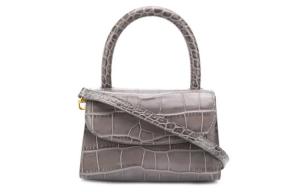 Миниатюрная сумка через плечо из натуральной кожи крокодила Far Темно-серая
