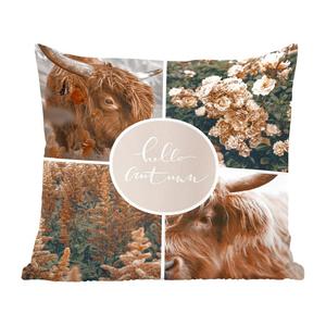 Декоративная подушка MuchoWow Диванная подушка Декоративная подушка для гостиной 60 x 60 см Шотландский горец - Осень - Коллаж - Наволочка - Хлопчатобумажная ткань - Декоративные наволочки