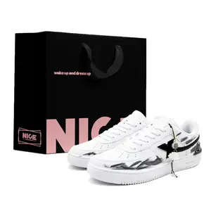 XTEP Кроссовки Air Force One с низким верхом для скейтборда, противоскользящие, износостойкие, мужские, черно-белые