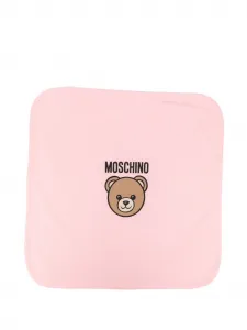 Плед с медвежьим мотивом Moschino Kids, розовый