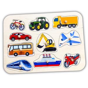 Транспортные средства, деревянные пазлы с ручками и подписями, первые пазлы Inna marka