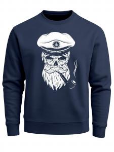 Neverless Свитшот 'Skull Captain' в цвете Navy