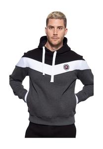 Толстовка с капюшоном в разноцветном дизайне трехцветная Akito Tanaka, черный