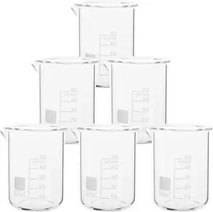 Набор лабораторных стаканов, 6 предметов, стеклянные мерные стаканы объемом 50 мл, принадлежности для химической лаборатории, эксперименты, приготовление пищи, набор прозрачных стеклянных стаканов Sonstige