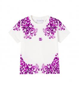 Футболка Baby DG Majolica из хлопкового джерси Dolce&Gabbana Kids, Maiolica 1 Viola
